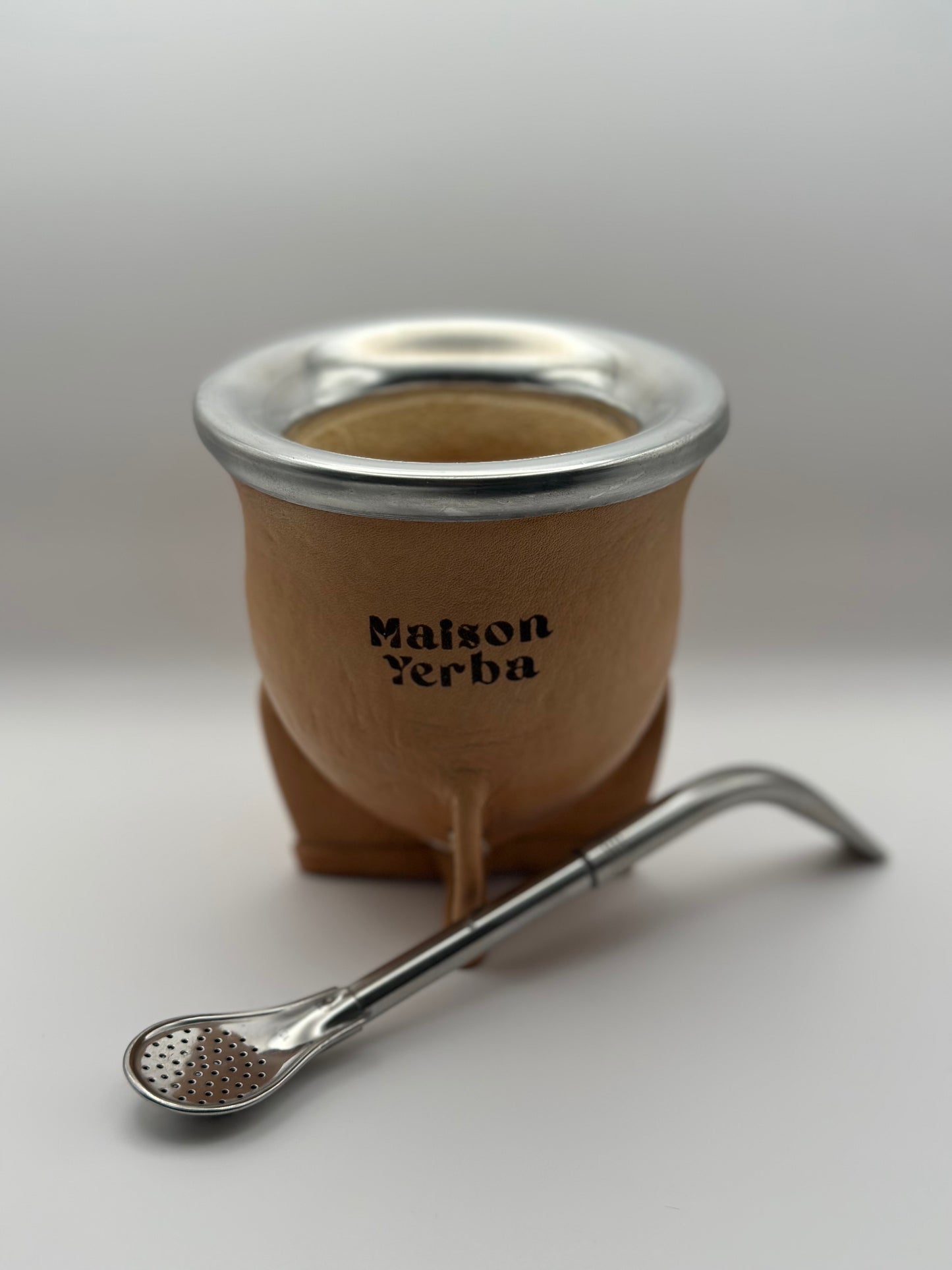 Leather Wrapped Mate Gourd and Bombilla