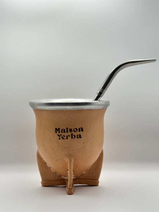Leather Wrapped Mate Gourd and Bombilla